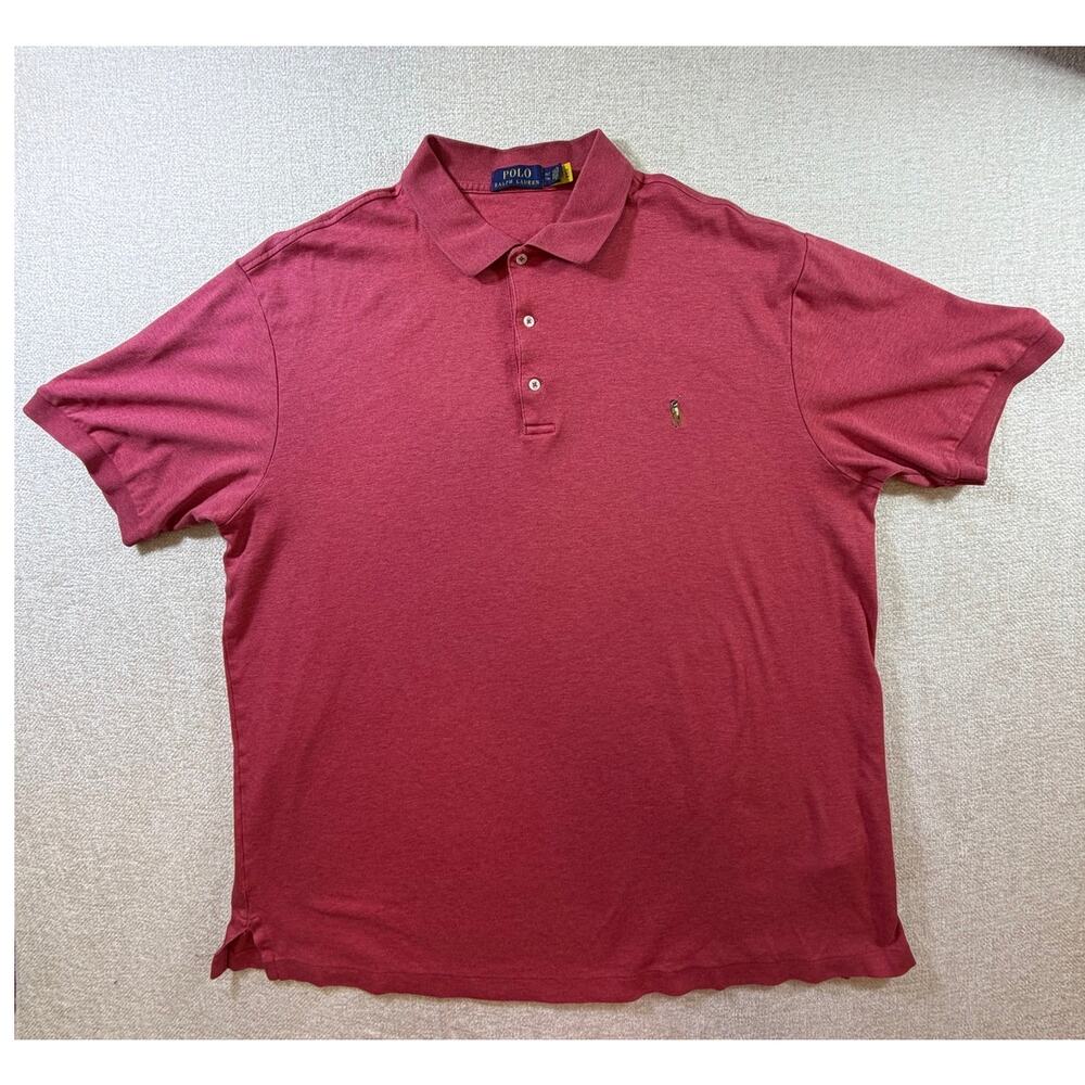 Polo Ralph Lauren Mens Red XLT Big Pony Mesh Short Sleeve Golf Polo Shirt Casual